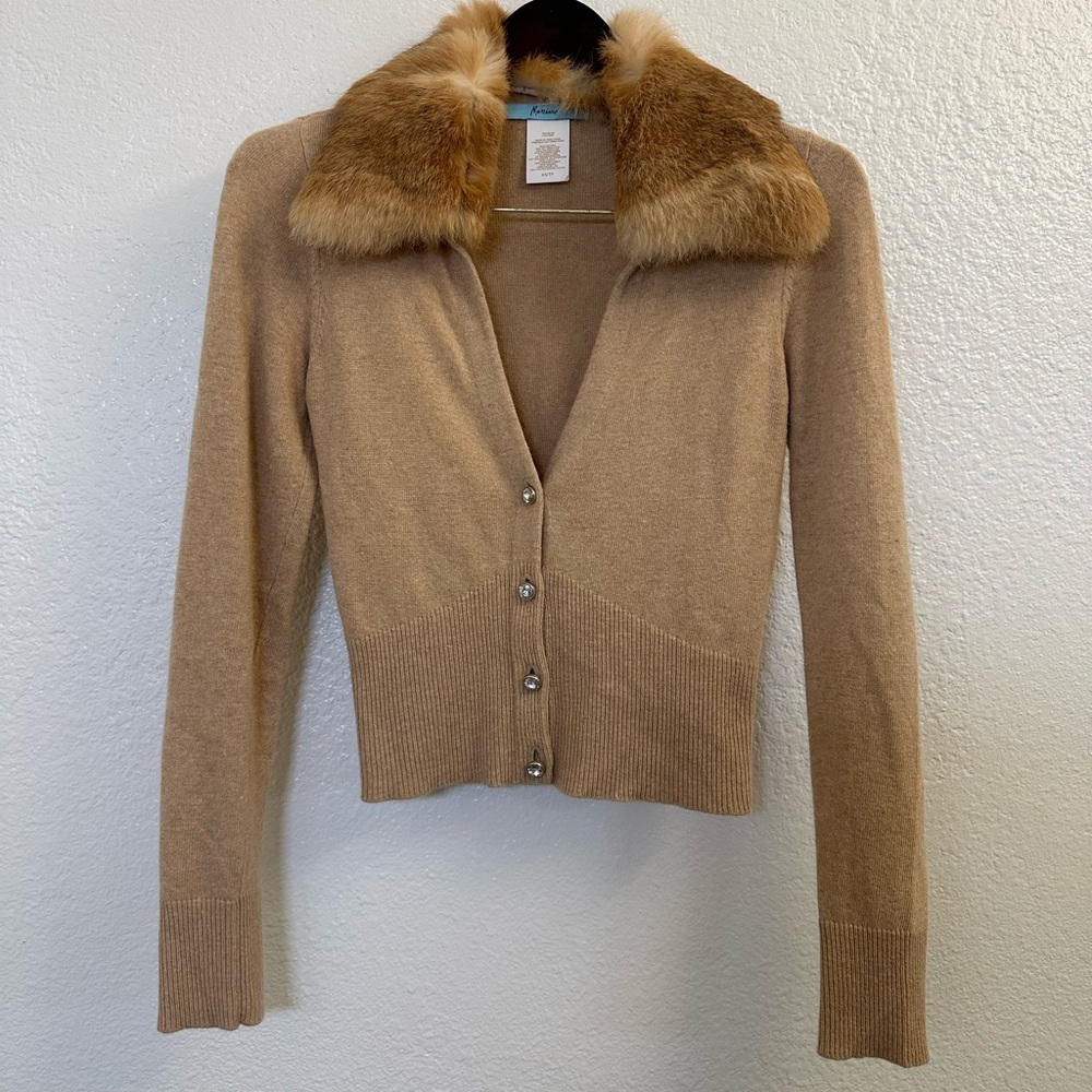 MARCIANO FUR LINED SWEATER CARDIGAN (XS)